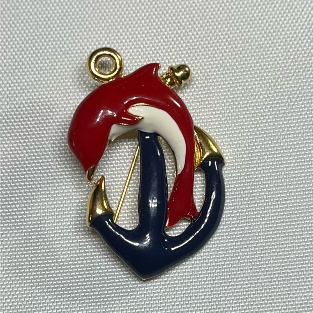 Vintage Covani Dolphin Anchor Brooch